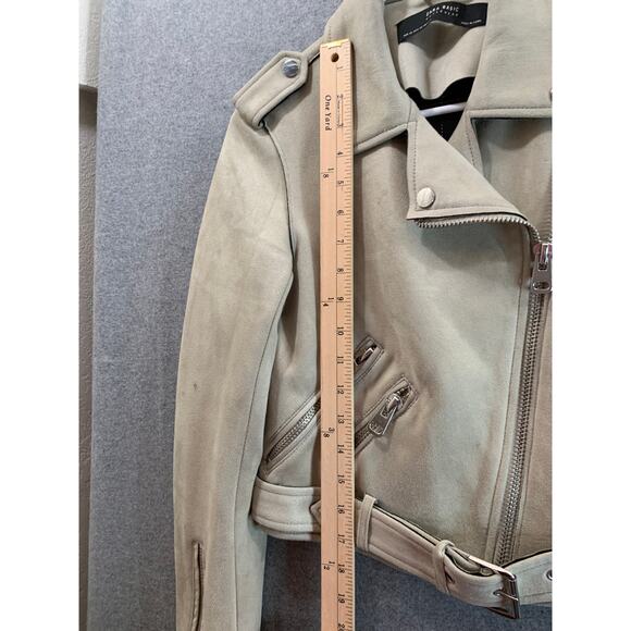 Zara Basic Faux Suede Jacket Womens Extra Small Brown Jacket - Picture 4 of 7